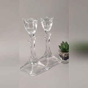 Candlestick Tuscany Vintage   Tulip 24% Lead Cristal 8"  Good Condition